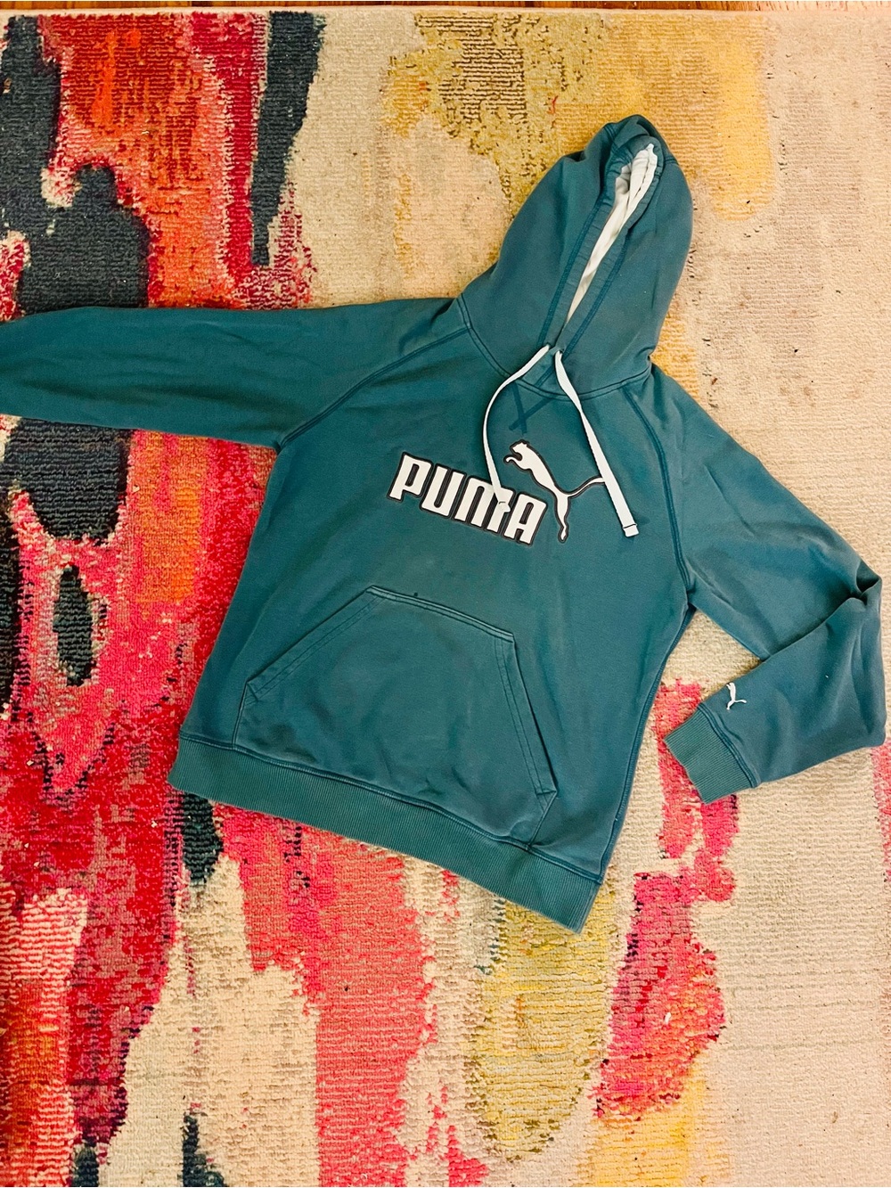 Puma Teal Hooded Pullover Sweatshirt women’s size M